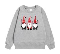 Generisch Maglione natalizio Children's Autumn and Winter Christmas Print Pullover con cappuccio, grigio., 11-12 Anni