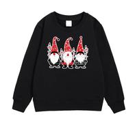 Generisch Maglione natalizio Children's Autumn and Winter Christmas Print Pullover con cappuccio, Nero , 9-10 Anni