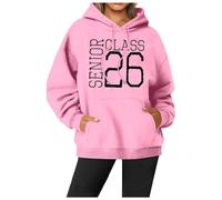 Generisch Maglione natalizio da donna, con cappuccio, a maniche lunghe, casual, con stampa a lettere, per l'inverno, maestro, con cappuccio, Colore: rosa., L