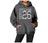 Generisch Maglione natalizio da donna, con cappuccio, a maniche lunghe, casual, con stampa a lettere, per l'inverno, maestro, con cappuccio, grigio., S