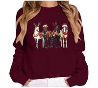 Generisch Maglione natalizio da donna con cavalli festivi - Felpa per cavaliere e amanti dei cavalli | Grazioso top per il periodo dell'Avvento, L