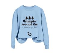 Generisch Maglione natalizio da donna, con scritta in lingua tedesca "Frohe Schwangere Weihnachtver", per mamme, Azzurro-C., XXL