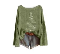 Generisch Maglione natalizio da donna, con stampa divertente, oversize, girocollo, a maniche lunghe, Ugly, maglione natalizio, maglione da donna, taglie forti, casual, lavorato a maglia, Verde menta