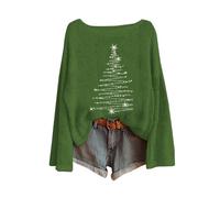 Generisch Maglione natalizio da donna, con stampa divertente, oversize, girocollo, a maniche lunghe, Ugly, maglione natalizio, maglione da donna, taglie forti, casual, lavorato a maglia, verde, XL