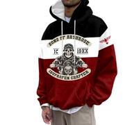 Generisch Maglione natalizio da uomo, con cappuccio e felpe in stile tedesco con stampa 3D, comoda felpa casual streetwear, per primavera, autunno e inverno, Nero , L