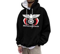 Generisch Maglione natalizio da uomo con cappuccio e felpe in stile tedesco con stampa 3D, comoda felpa casual streetwear, per primavera, autunno e inverno, Nero , L