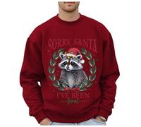 Generisch Maglione natalizio da uomo con motivo leopardato selvatico, felpe alla moda, senza taglie forti, design hip hop, Colore: rosso, S