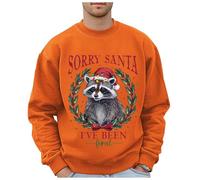 Generisch Maglione natalizio da uomo con motivo leopardato selvatico, felpe alla moda, senza taglie forti, design hip hop, Colore: arancione., L