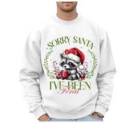 Generisch Maglione natalizio da uomo con motivo leopardato selvatico, taglie forti, senza cappuccio, felpe alla moda con logo per le vacanze, abbigliamento, top, felpe hip hop taglie forti, bianco, L