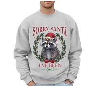 Generisch Maglione natalizio da uomo con motivo leopardato selvatico, taglie forti, senza felpe alla moda, logo per le vacanze, top Hip-Hop Streetwear, grigio chiaro., L