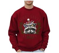 Generisch Maglione natalizio da uomo con motivo leopardato selvatico, taglie forti, senza felpe alla moda, logo per le vacanze, top Hip-Hop Streetwear, Colore: rosso, L