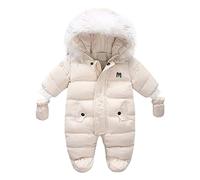 Generisch Maglione per bambini Cappotti invernali spesso caldo cappotto con cappuccio giacca tuta pagliaccetto usura della neve gioielli da sposa bracciale perline, beige., 12-18 Monate