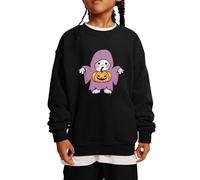 Generisch Maglione per bambini per Halloween, felpa per bambini, con stampa di zucca, girocollo, maglione a maniche lunghe, abbigliamento per l'autunno, Nero , 5-6 Jahre