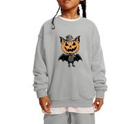 Generisch Maglione per bambini, per Halloween, per ragazzi, ragazze, con stampa di zucca, girocollo, maglione a maniche lunghe, per autunno, grigio., 5-6 Jahre