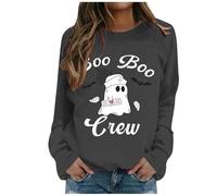 Generisch Maglione per Halloween, da donna, alla moda autunnale e invernale, per Halloween, con scollo rotondo, a maniche lunghe, per il tempo libero (1) per adolescenti e ragazze, grigio scuro, XXL