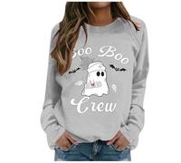 Generisch Maglione per Halloween, da donna, alla moda autunnale e invernale, per Halloween, con scollo rotondo, a maniche lunghe, per il tempo libero (1) per adolescenti e ragazze, grigio chiaro., L