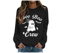 Generisch Maglione per Halloween, da donna, alla moda autunnale e invernale, per Halloween, con scollo rotondo, a maniche lunghe, per il tempo libero (1) per adolescenti e ragazze, Nero , XXL