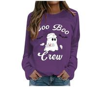 Generisch Maglione per Halloween, da donna, alla moda autunnale e invernale, per Halloween, con scollo rotondo, a maniche lunghe, per il tempo libero (1) per adolescenti e ragazze, Lilla, S
