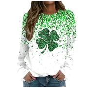Generisch Maglione sexy da donna con scollo rotondo e stampa "St Patricks Day", pelle di sale da donna, verde, M