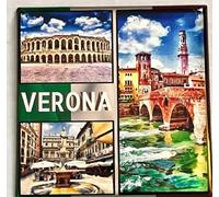 Generisch Magneti per frigorifero turistico - Quadrato, Rosso, Epossidico, 1 pezzo, Motivo Verona, Italia
