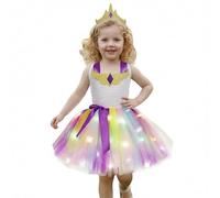 Generisch Magnifico abito cosplay con gonna d'angelo illuminata per spettacoli festivi, concorsi eleganti (viola, 7-8 anni)