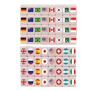 Generisch Mahjong Gioco Grandi Pietre Seaside Escape Gioco Set Game Blocks Mahjong, Piastrelle Con Adesivi, National Flag Pattern Mini Mahjong