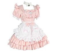 Generisch Maid Cosplay da donna Lolita Dress Cute - French Halloween Costume Clothes Donne Sissy Casalinga Vestito per ragazze con copricapo French Maid Dress Cosplay Anime Maid Outfit, S Rd1, L