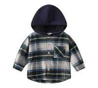 Generisch Manica Lunga Con Cappuccio Camicia A Scacchi Top Giacca Ma Forse Tutto Sarà, Blu marino, 6-7 Anni