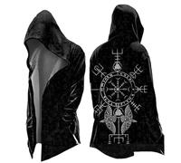 Generisch Mantelli vichinghi, lunghezza media, con cappuccio, mito nordico, alla moda, da uomo, per la primavera, l'autunno, il trench medievale, gotico, per il tempo libero, per cosplay e carnevale