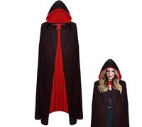 Generisch Mantello da vampiro per Halloween, unisex, con tatuaggi temporanei, costume da halloween, double face, con cappuccio, per adulti, bambini, Halloween, carnevale, feste, 120 cm