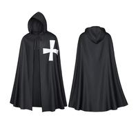 Generisch Mantello per Halloween, Medieval da crociata, per cosplay, gioco di ruolo, elegante, da cortile, rimovibile, per carnevale, feste, con motivo medievale