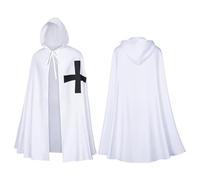 Generisch Mantello per Halloween, Medieval da crociata, per cosplay, gioco di ruolo, elegante, da cortile, rimovibile, per carnevale, feste, con motivo medievale