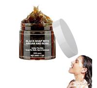 Generisch Marocco Sapone Nero con Argan e Rosa, Morocco Black Soap, 100% Sapone Nero Marocchino Organico, Sapone Nero Scrub Corpo Sapone, Peeling Gel Doccia per Pelle Morbida (1 pezzo)