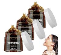 Generisch Marocco Sapone Nero con Argan e Rose, Morocco Black Soap, 100% Sapone Nero Marocchino Organico, Sapone Nero Scrub Corpo Sapone, Gel Doccia Peeling per Pelle Morbida (3 pezzi)