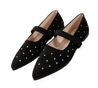 Generisch Mary-Jane-Ballerina - Scarpe da donna in argento con strass, eleganti sandali da donna, comfort estivo, design con lacci elasticizzati, antiscivolo, ampia vestibilità, adatte per stare in