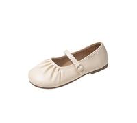 Generisch Mary Jane - Scarpe basse da donna, in pelle, con punta rotonda, comode, morbide, eleganti, verniciate, leggere, per il tempo libero, beige., 39 EU