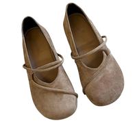Generisch Mary Jane - Scarpe basse da donna, punta rotonda, in pelle scamosciata, con doppio cinturino, stile vintage, slip-on, eleganti, da lavoro, da trekking, per il tempo libero e la vita
