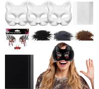 Generisch Maschera bianca per gatti - Kit di materiale maschera per gatti - Costume Prop with Mesh and Felt Sheet for Arts & Crafts - per uomini, donne, cosplay e feste in maschera