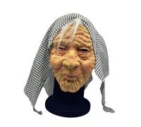 Generisch Maschera da donna antica - Costume da nonna per compleanni 50 anni - Maschera da donna anziana con fazzoletto per Halloween