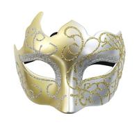 Generisch Maschera per il viso da uomo e donna, dipinta con polvere d'oro, multiangolare, mezza facciata, per carnevale, feste (oro, taglia unica)