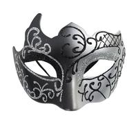 Generisch Maschera per il viso da uomo e donna, dipinta con polvere d'oro, multiangolare, mezza facciata, per carnevale, feste (grigio scuro, taglia unica)