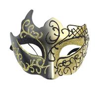Generisch Maschera per il viso da uomo e donna, dipinta con polvere d'oro, multiangolare, per carnevale, feste, giallo., Taglia unica