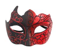 Generisch Maschera per il viso da uomo e donna, dipinta con polvere d'oro, multiangolare, per carnevale, feste, Colore: rosso, Taglia unica