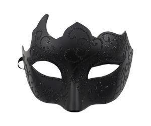 Generisch Maschera per il viso da uomo e donna, dipinta con polvere d'oro, multiangolare, per carnevale, feste, Nero , Taglia unica
