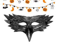 Generisch Maschera per il viso di Halloween, mezza faccia con colore nero, maschera creativa a a mezza faccia, in pelle, per Halloween, cosplay, feste in costume, carnevale, mascherate