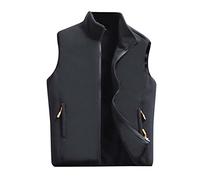 Generisch Maschio tempo libero colletto alto pile gilet cappotto senza maniche cerniera tasche volare all'aperto abbigliamento quotidiano uomo, grigio scuro, M