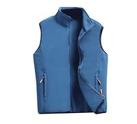 Generisch Maschio tempo libero colletto alto pile gilet cappotto senza maniche cerniera tasche volare all'aperto abbigliamento quotidiano uomo, Blu, XXL