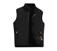 Generisch Maschio tempo libero colletto alto pile gilet cappotto senza maniche cerniera tasche volare all'aperto abbigliamento quotidiano uomo, Nero , L