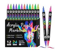 Generisch Matite acriliche - Matite da colorare a doppia punta per legno,Ad asciugatura rapida permanente marcatore materiale da disegno per tela legno pietra carta tessuto