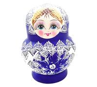 Generisch Matryoska Bambole | 10 pezzi in legno blu e bianco porcellana decorazione da tavolo, bambole educative, per adulti, collezionisti educatori, amanti 'arte, feste di compleanno